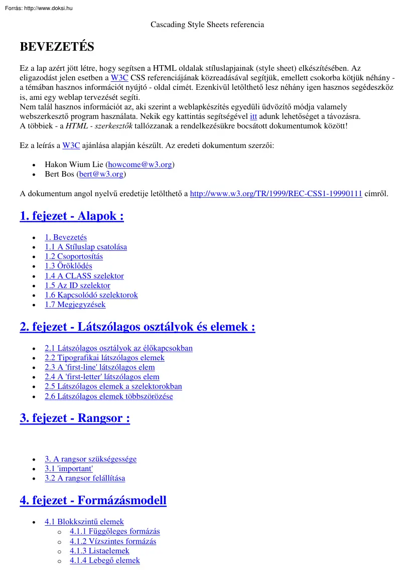 CSS referencia, magyarul
