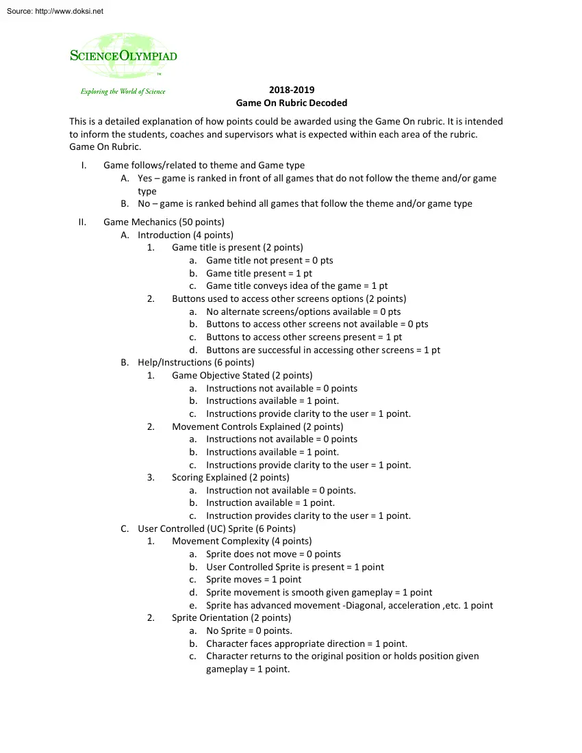 Game On Rubric Decoded