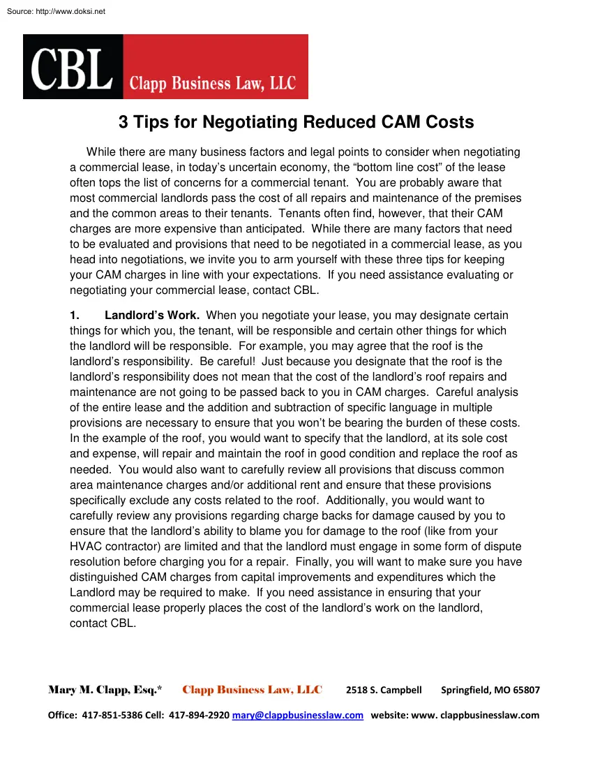 3 Tips for Negotiating Reduced CAM Costs