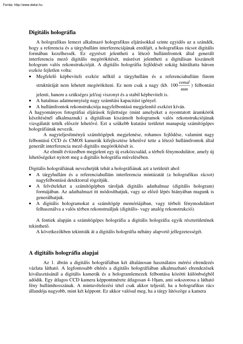 Digitális holográfia