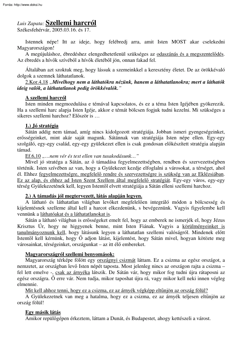 Luis Zapata - Szellemi harcról