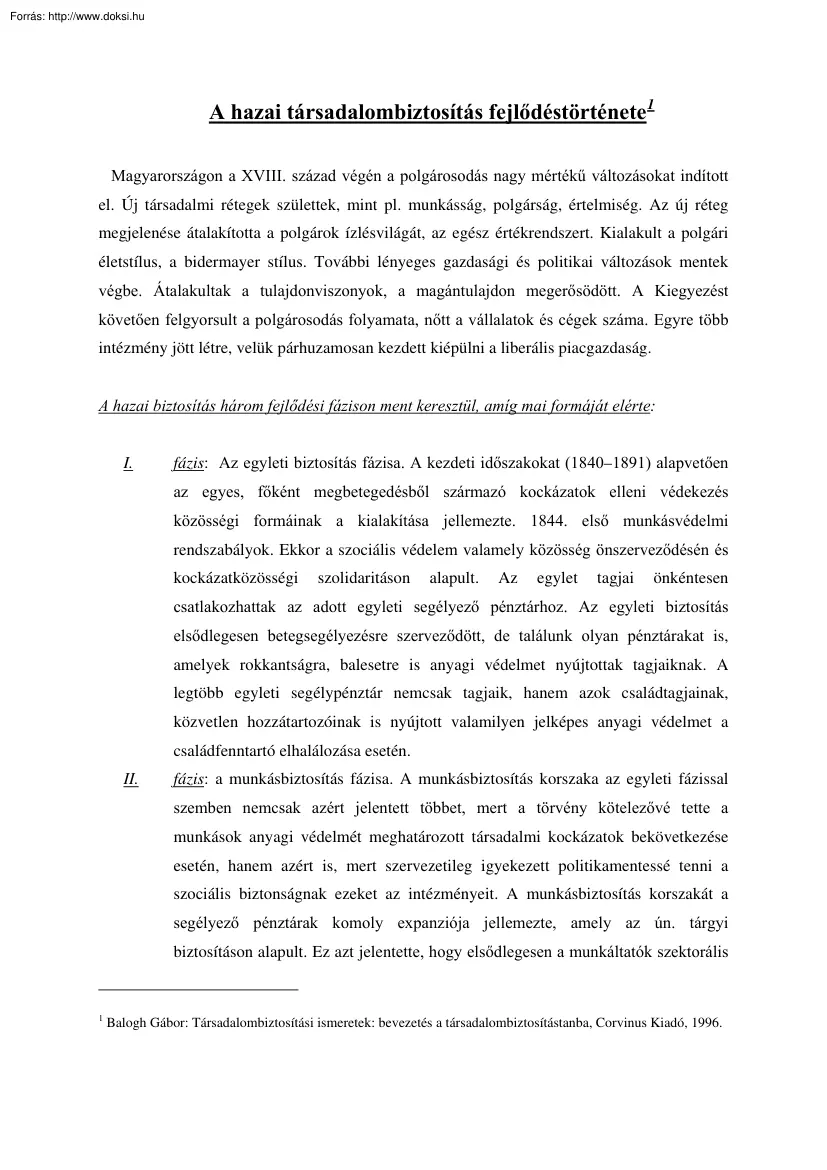 A hazai társadalombiztosítás fejlődéstörténete