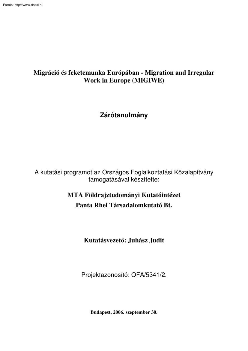 Juhász-Csikvári-Szaitz - Migráció és feketemunka Európában