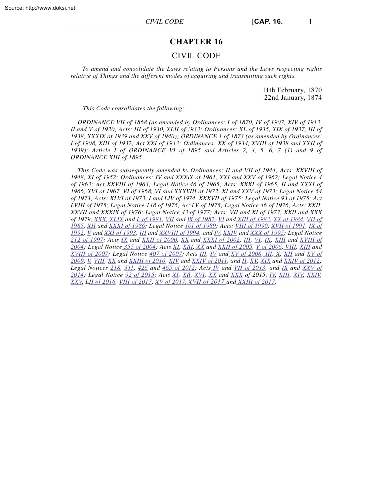 Civil Code, Chapter 16