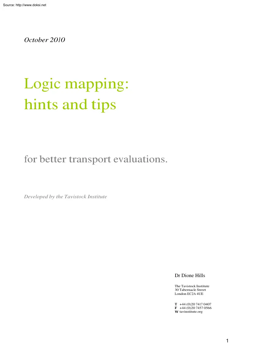 Dr Dione Hills - Logic mapping, Hints and Tips