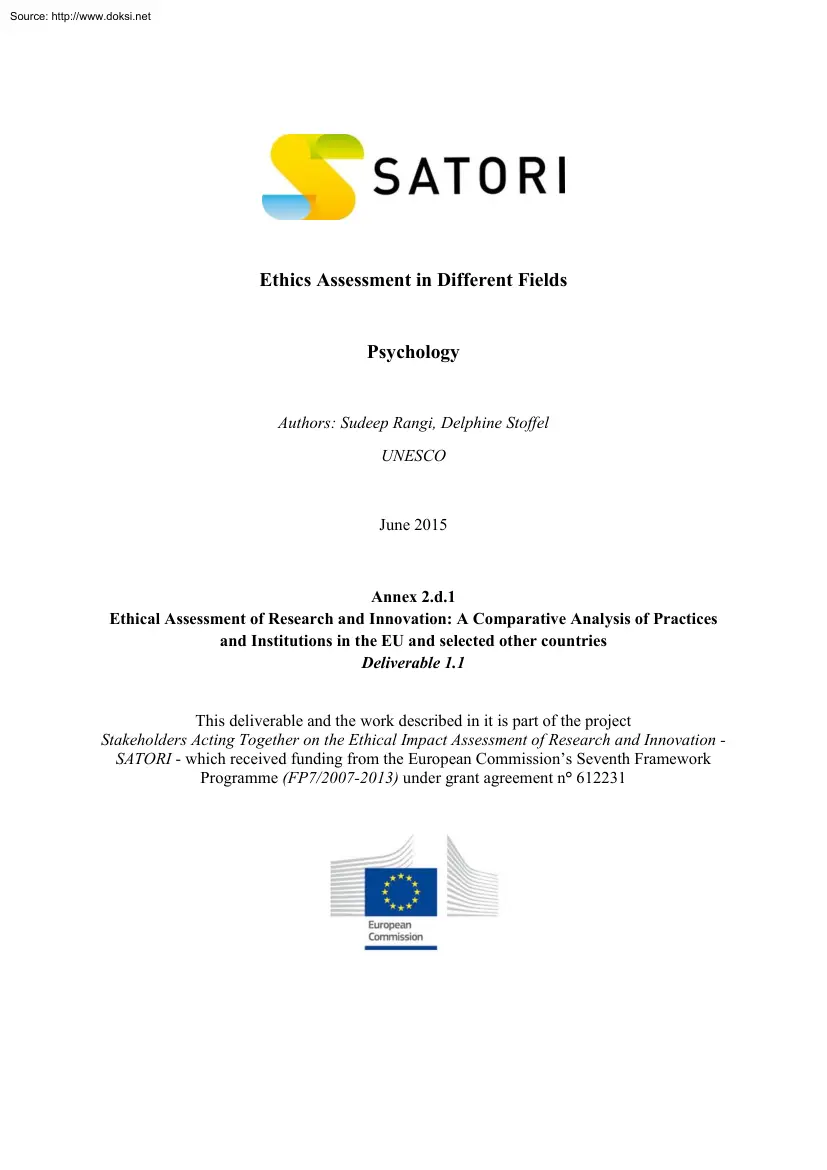 Rangi-Stoffel - Ethics Assessment in Different Fields