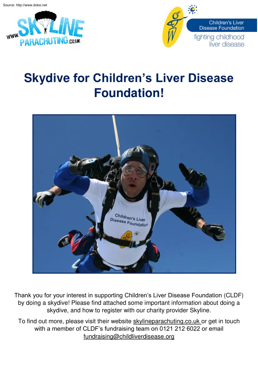 Skydive for Childrens Liver Disease Foundation