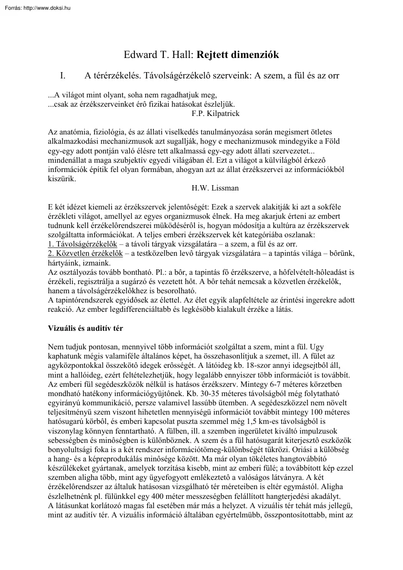 Edward T. Hall - Rejtett dimenziók