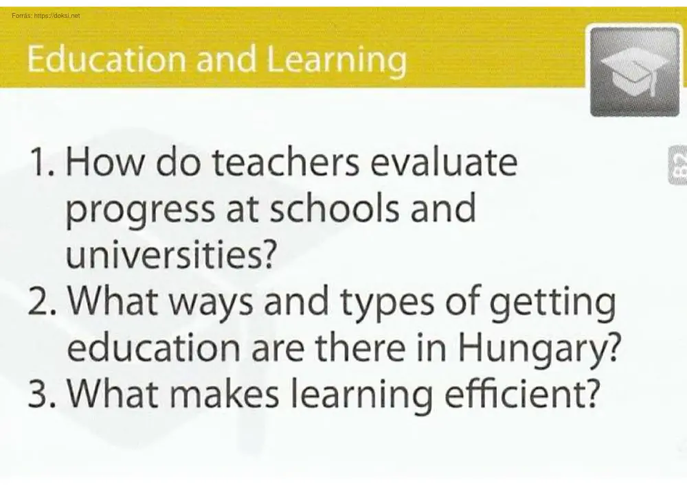 Education and Learning, szókártyák