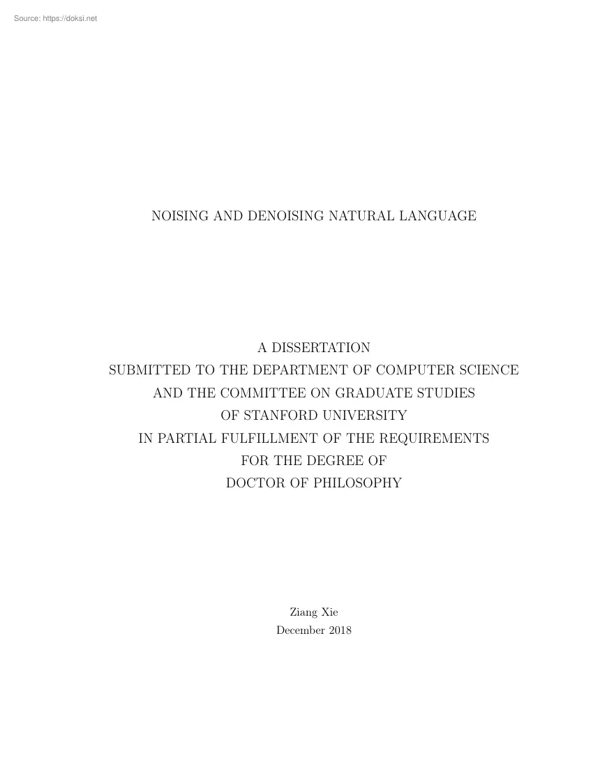 Ziang Xie - Noising and denoising natural language