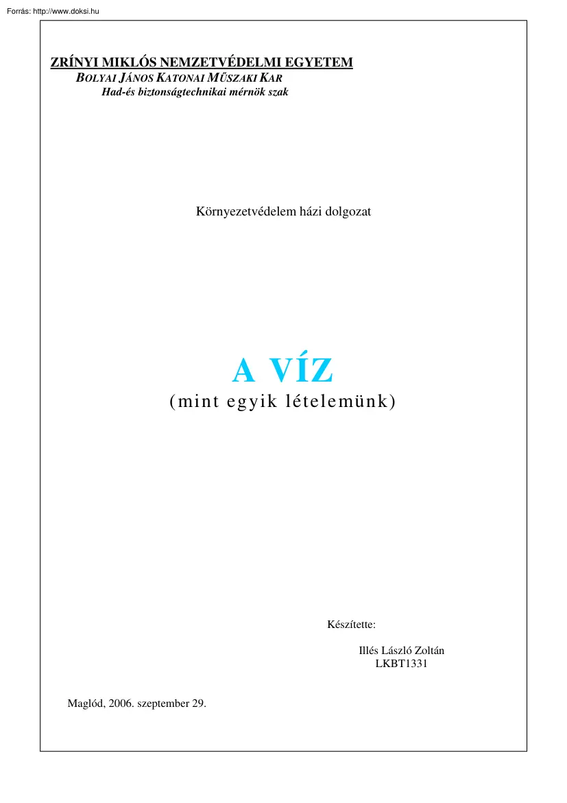 Illés László Zoltán - A víz