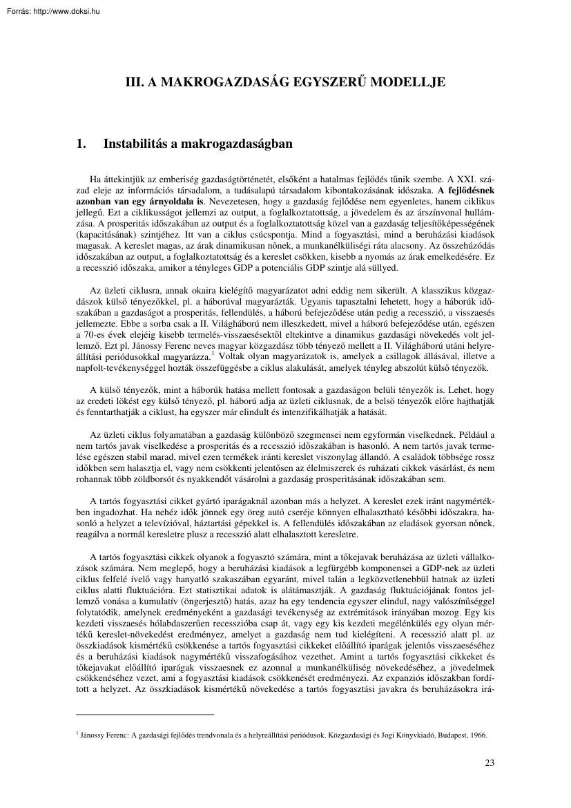 A makrogazdaság egyszerű modellje