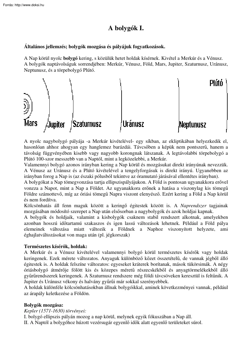 A bolygók I