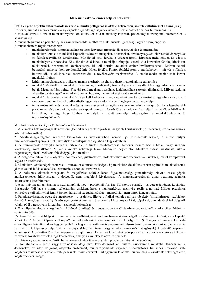 Munkapszichológia tételek, 2001