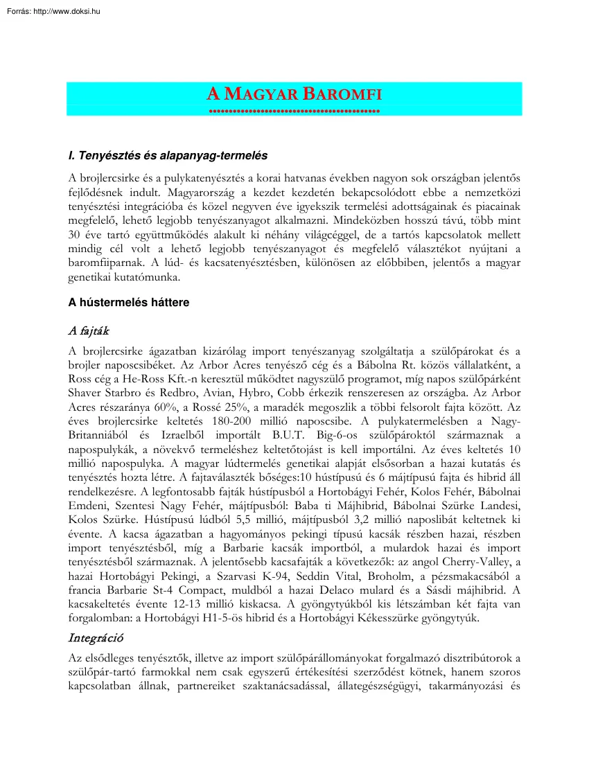 A magyar baromfi