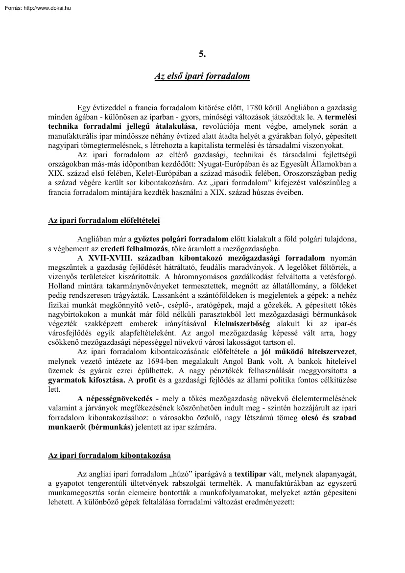 Az első ipari forradalomról