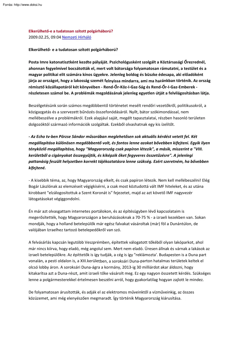 Orbán Éva - Elkerülhető e a tudatosan szított polgárháború