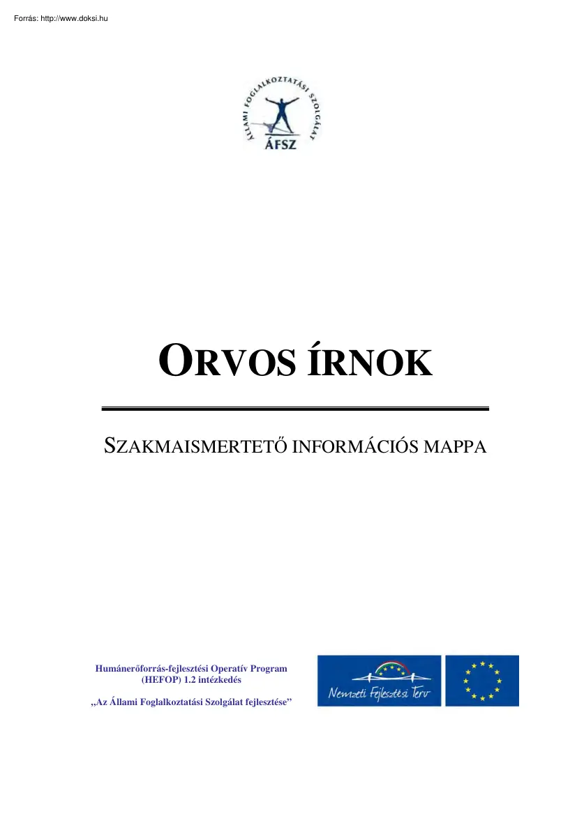 Orvos írnok, szakmaismertető információs mappa