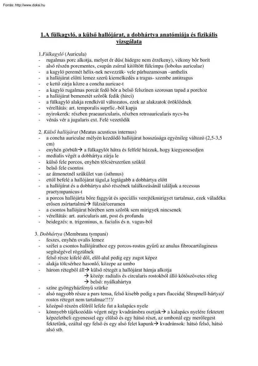 Fül-orr-gégészet kidolgozott tételsor