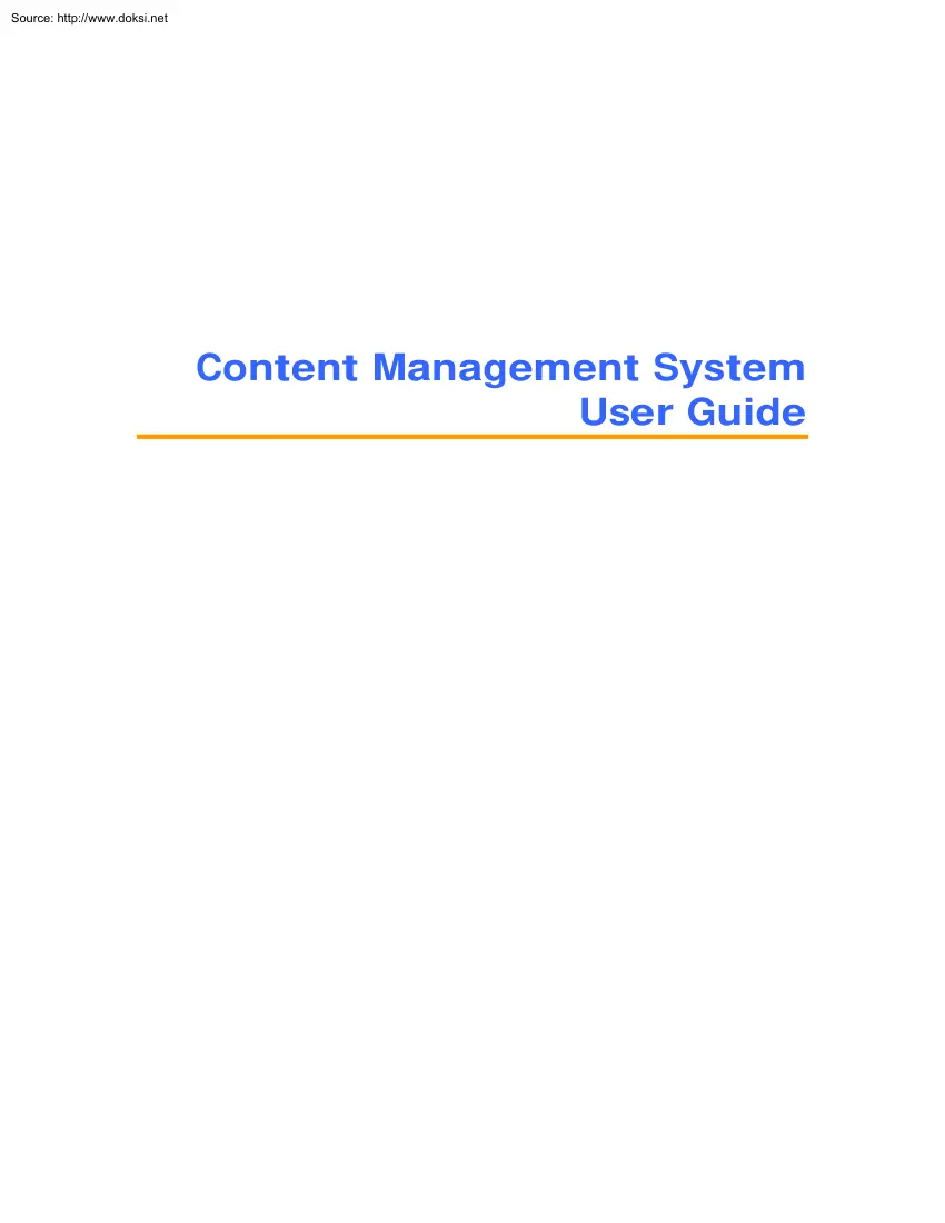 Content Management System User Guide
