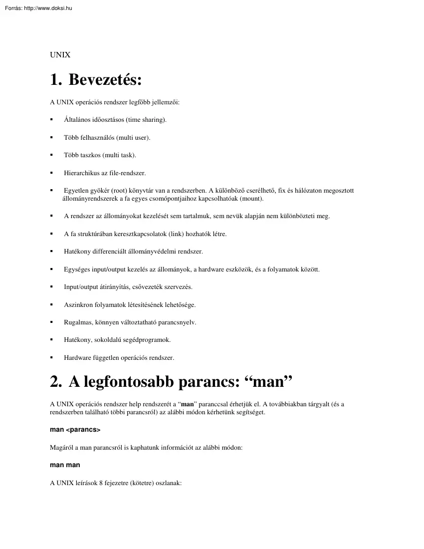 A UNIX rendszer áttekintése