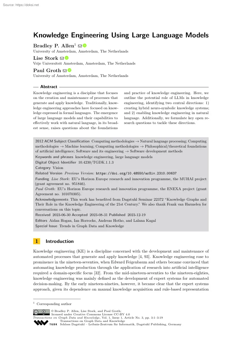 Knowledge Engineering Using Large Language Models