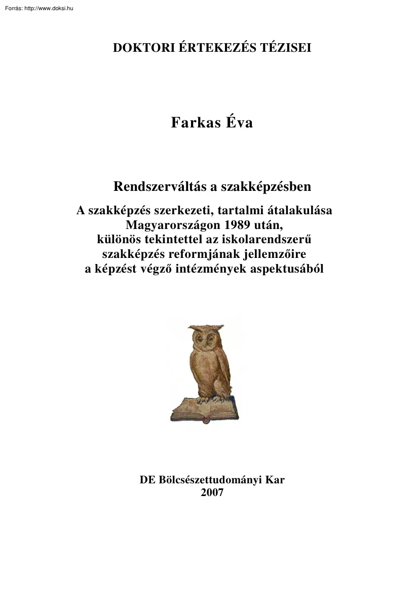 Farkas Éva - Rendszerváltás a szakképzésben