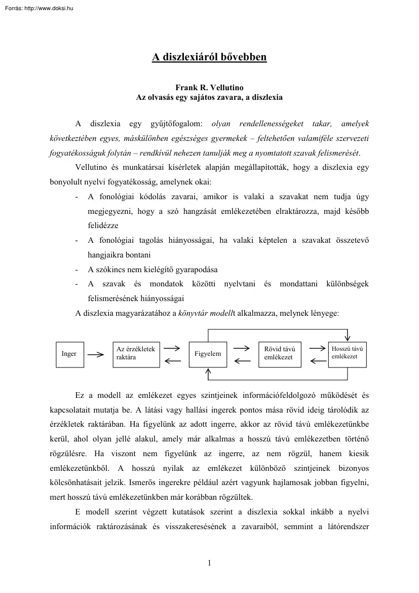 A diszlexiáról bővebben