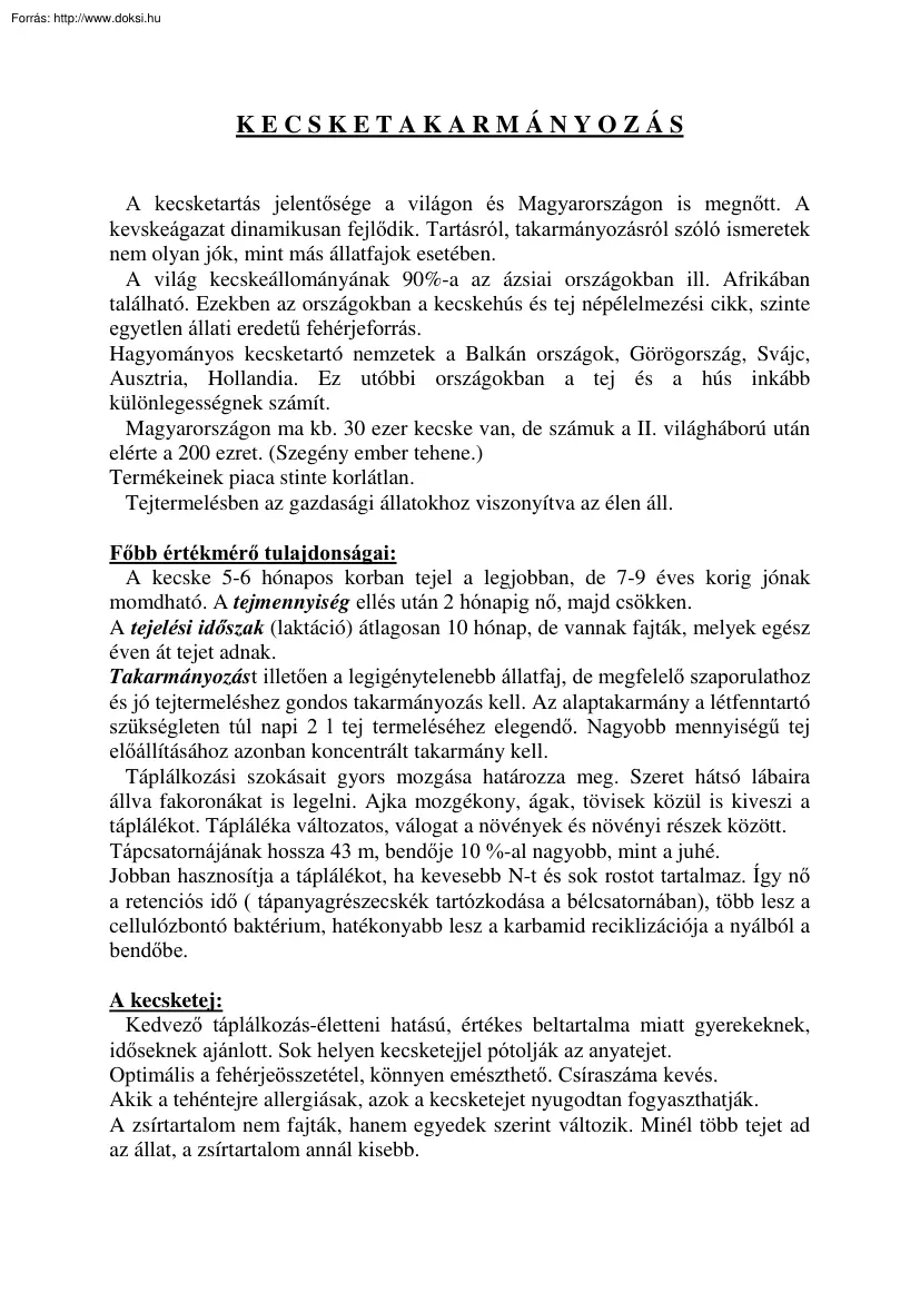 Márcsik Sándor Tamás - Kecsketakarmányozás