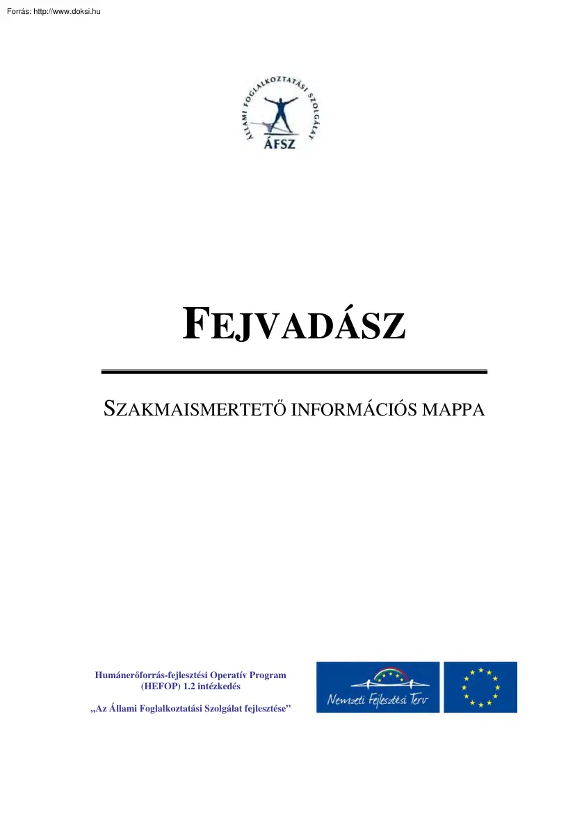 Fejvadász, szakmaismertető információs mappa