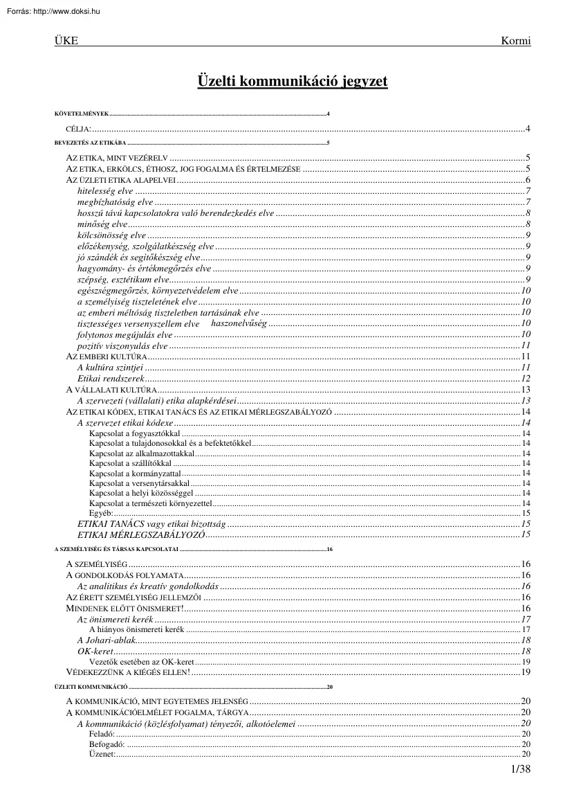 Üzleti kommunikáció jegyzet, 2002