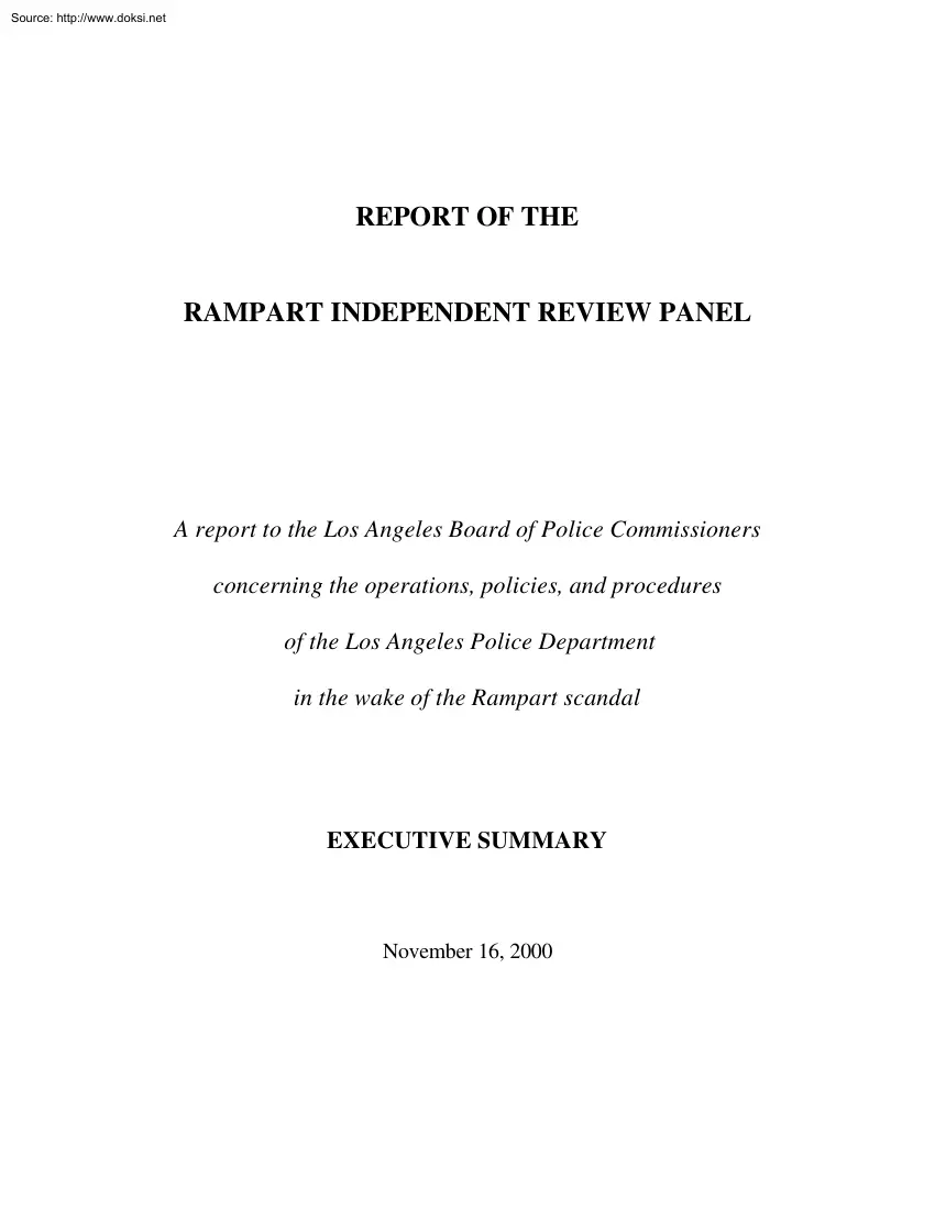 Report of the Rampart Independent Review Panel