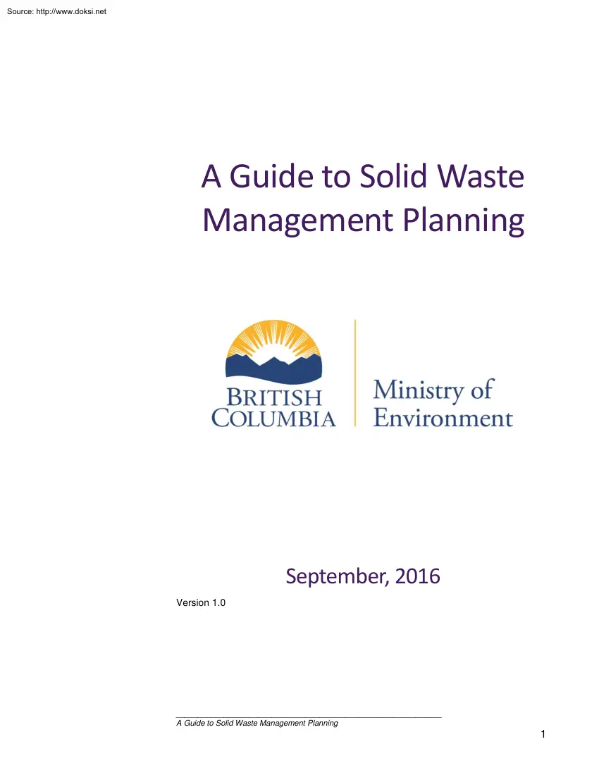 A Guide to Solid Waste Management Planning