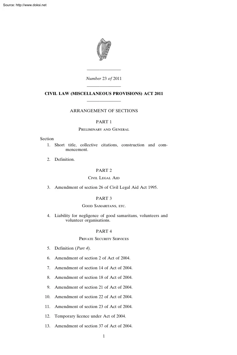 Civil Law, Miscellaneous Provisions Act 2011