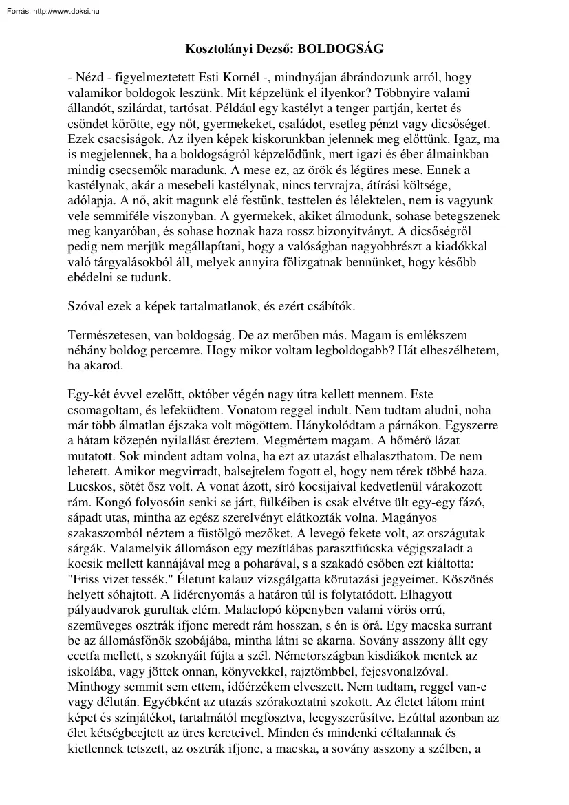Kosztolányi Dezső - Boldogság
