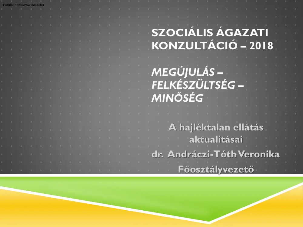 dr. Andráczi-Tóth Veronika - A hajléktalan ellátás aktualitásai