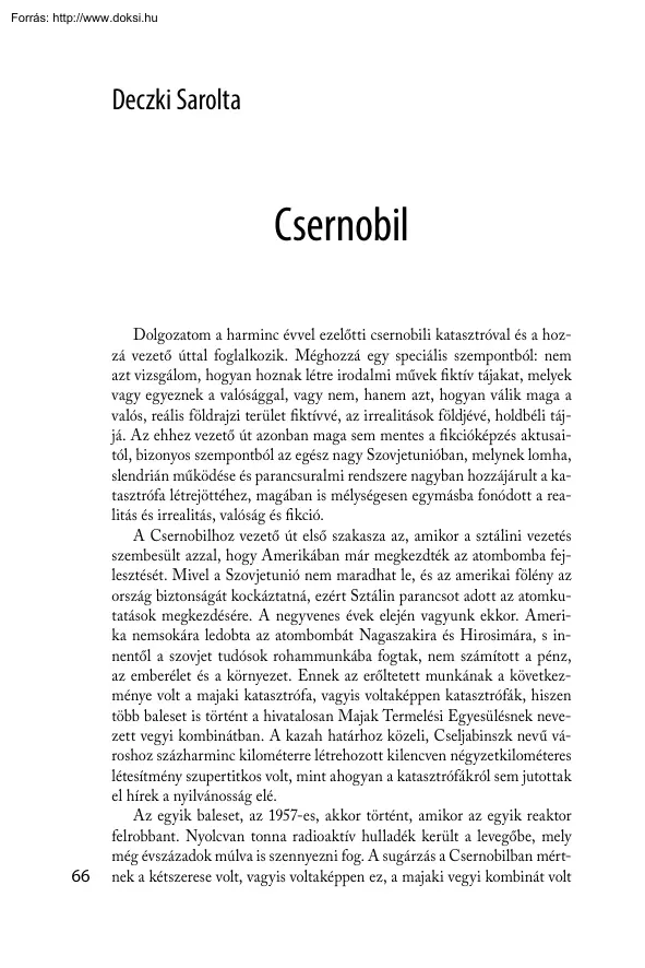 Deczki Sarolta - Csernobil