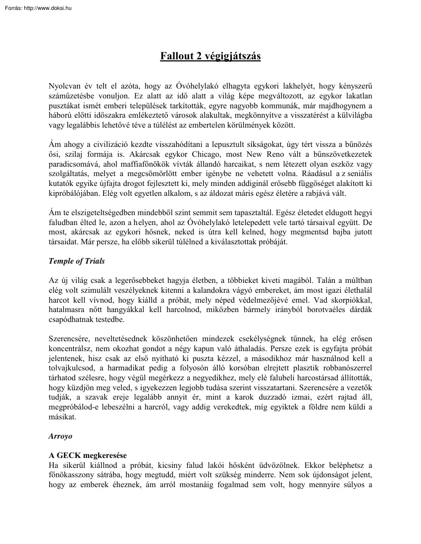 Fallout 2 végigjátszás