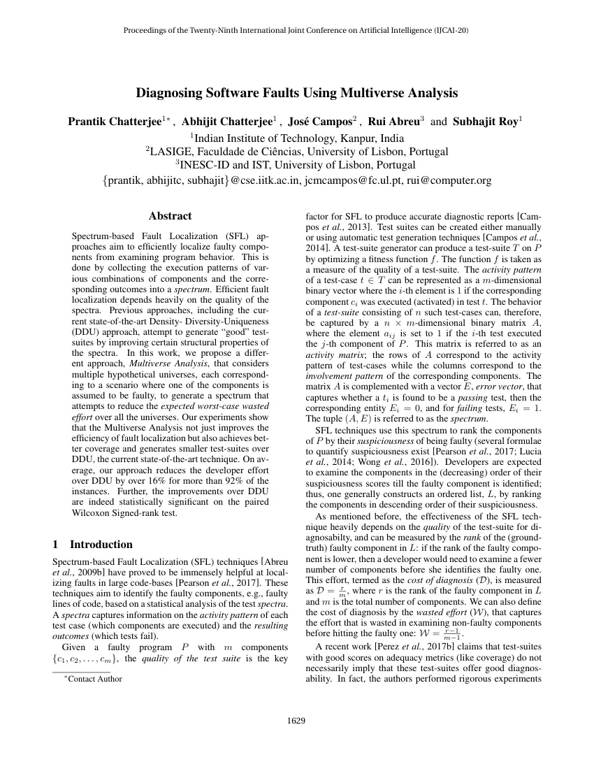 Diagnosing Software Faults Using Multiverse Analysis