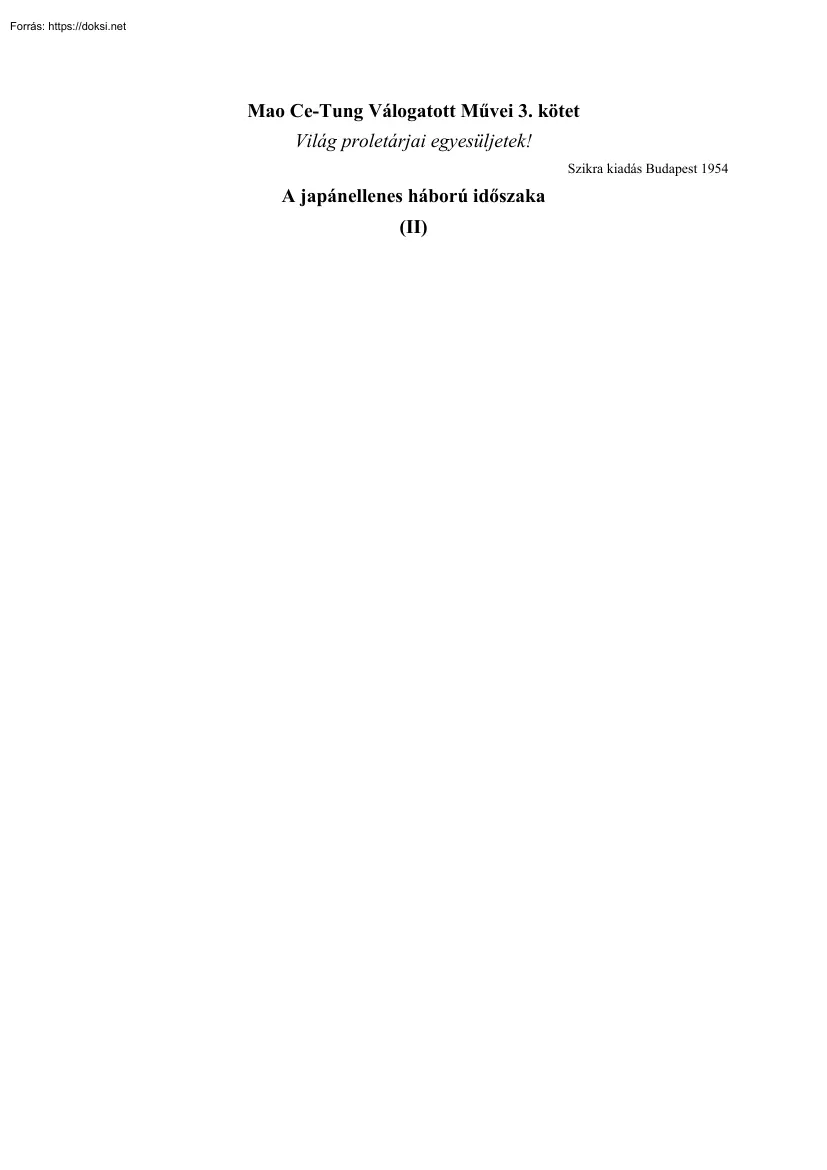 Mao Ce-Tung Válogatott Művei 3. kötet