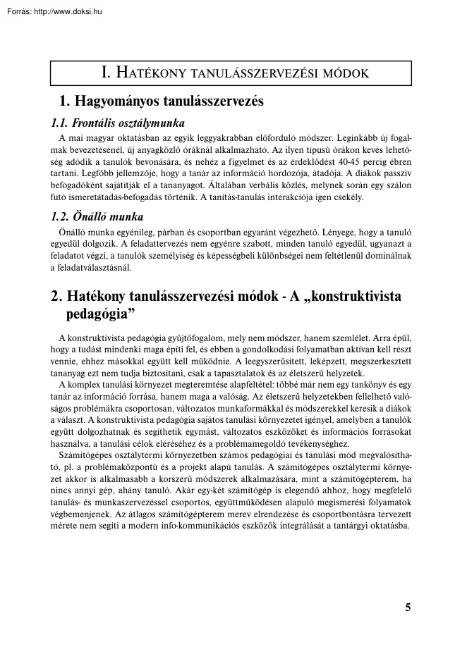 Hatékony tanulásszervezési módok