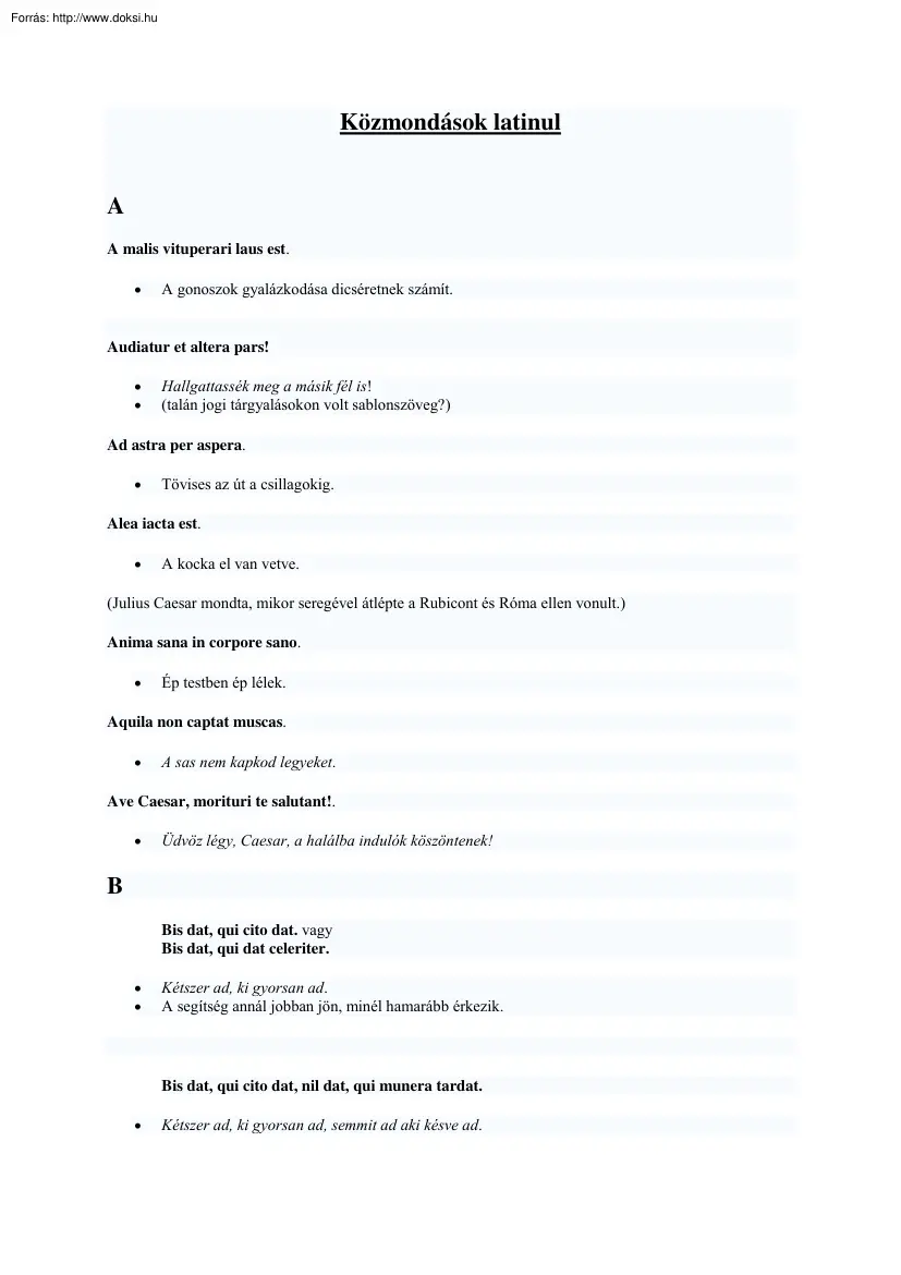 Közmondások latinul