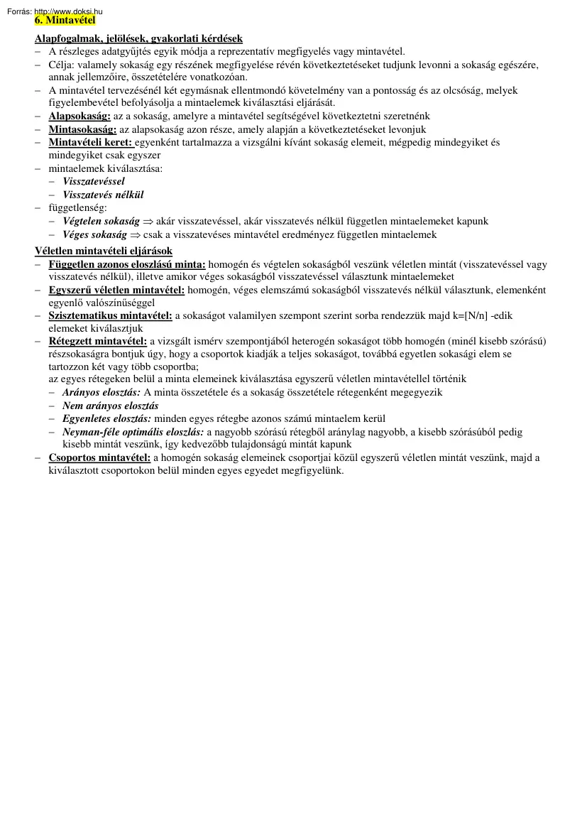 PSZF Statisztika II. elméleti jegyzet, 2005