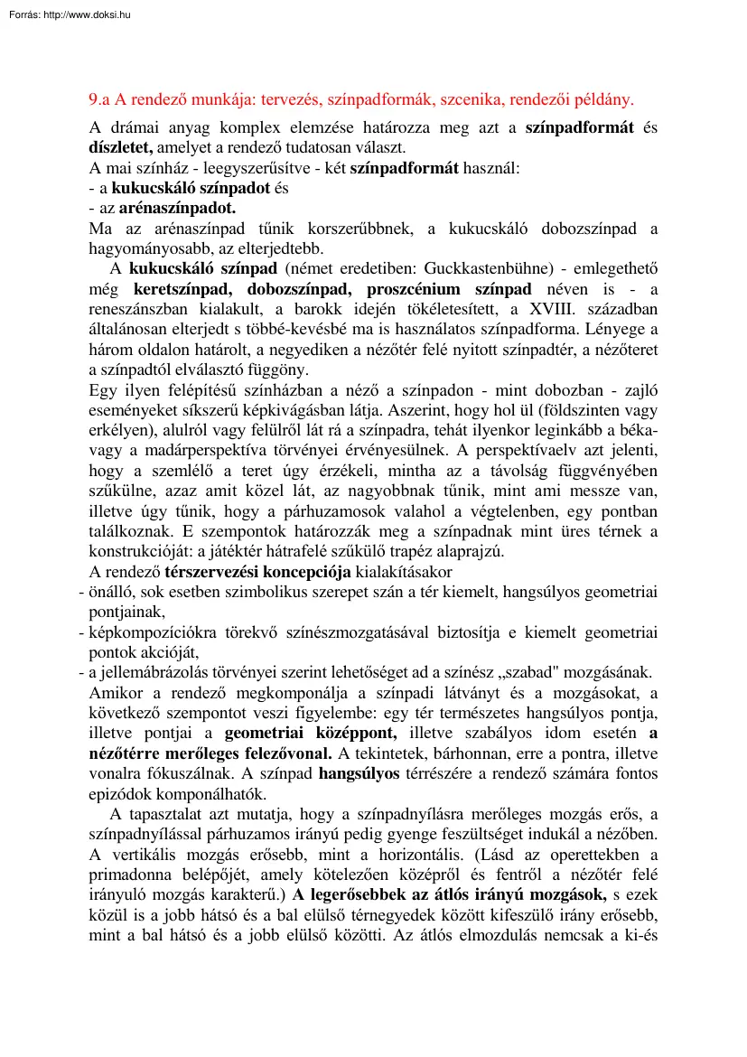 A rendező munkája