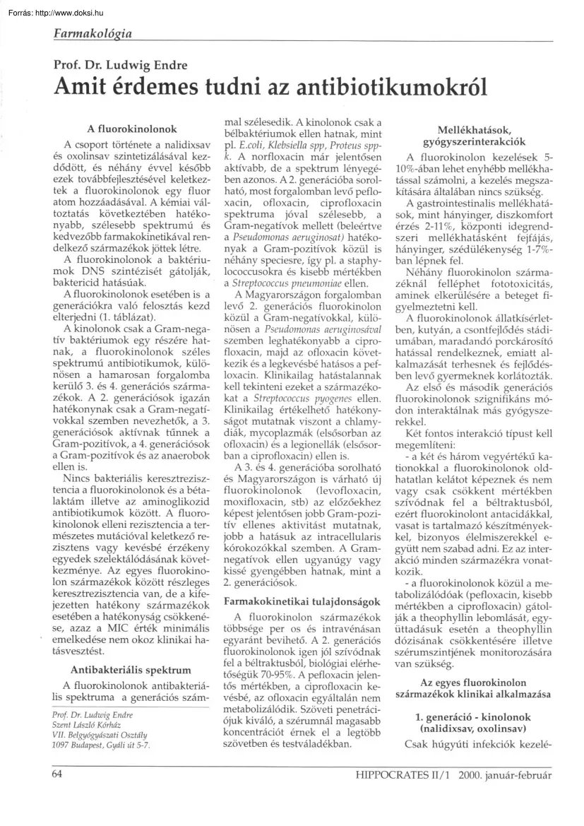 Prod. Dr. Ludwig Endre - Amit érdemes tudni az antibiotikumokról