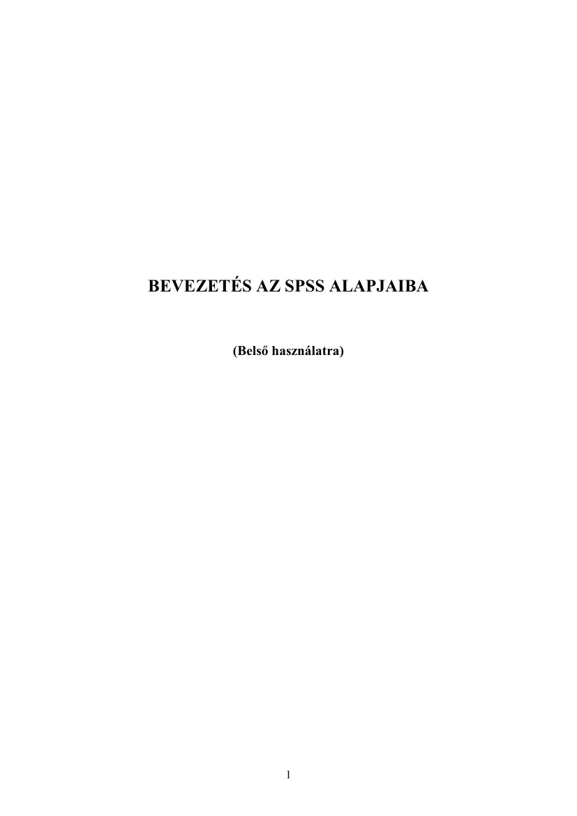 Bevezetés az SPSS alapjaiba