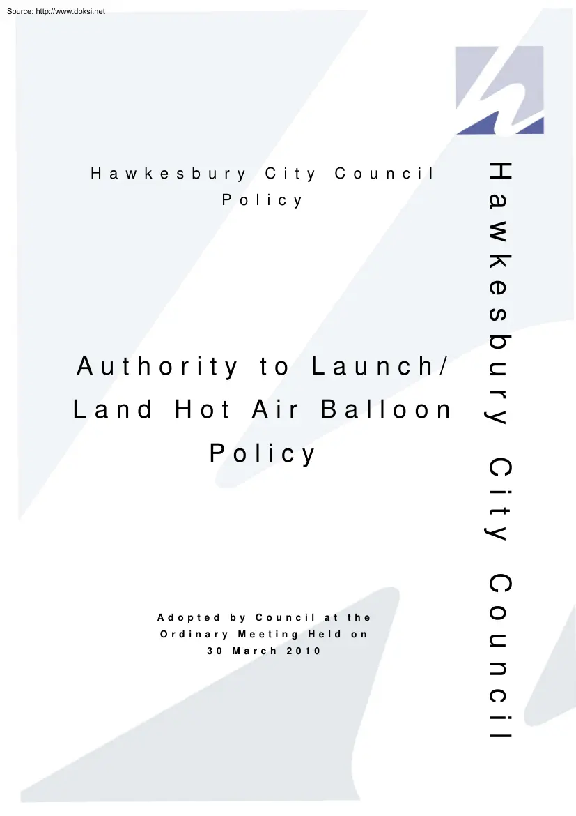 Authority to Launch or Land Hot Air Balloon Policy