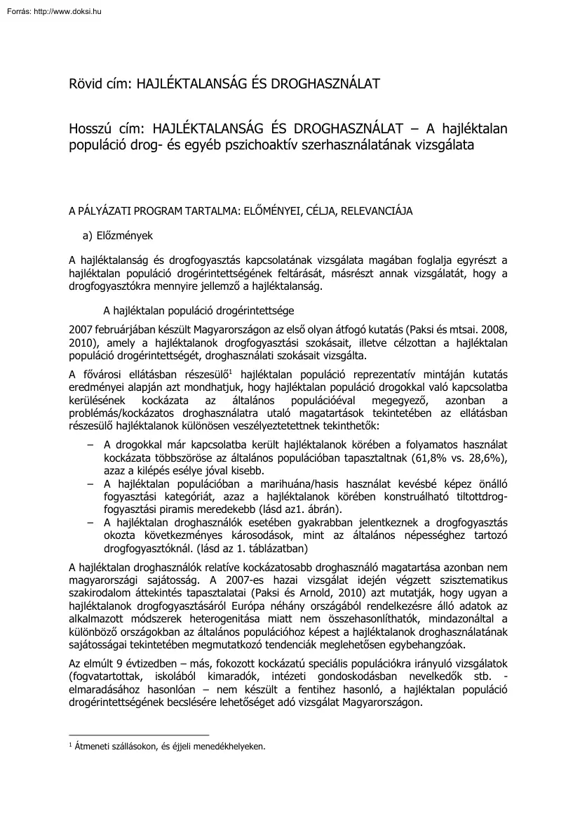 Paksi Borbála - Hajléktalanság és droghasználat