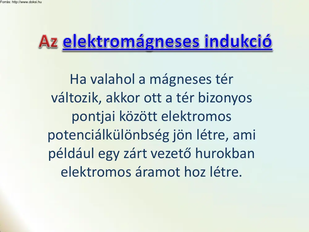 Kozma József - Az elektromágneses indukció