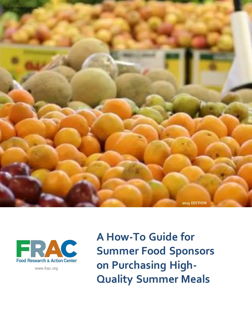 A How To Guide for Summer Food Sponsors on Purchasing HighQuality Summer Meals